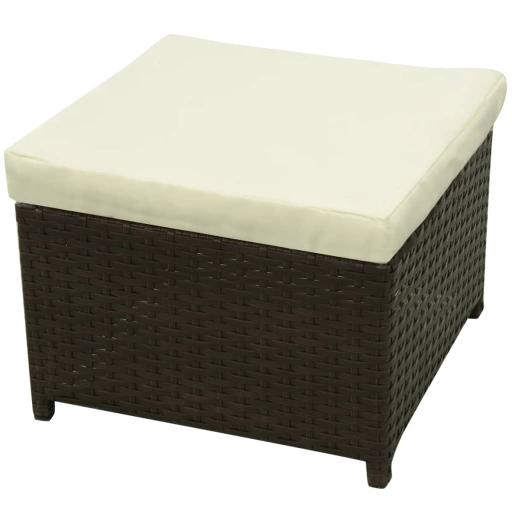 8-delige Loungeset met kussens poly rattan bruin