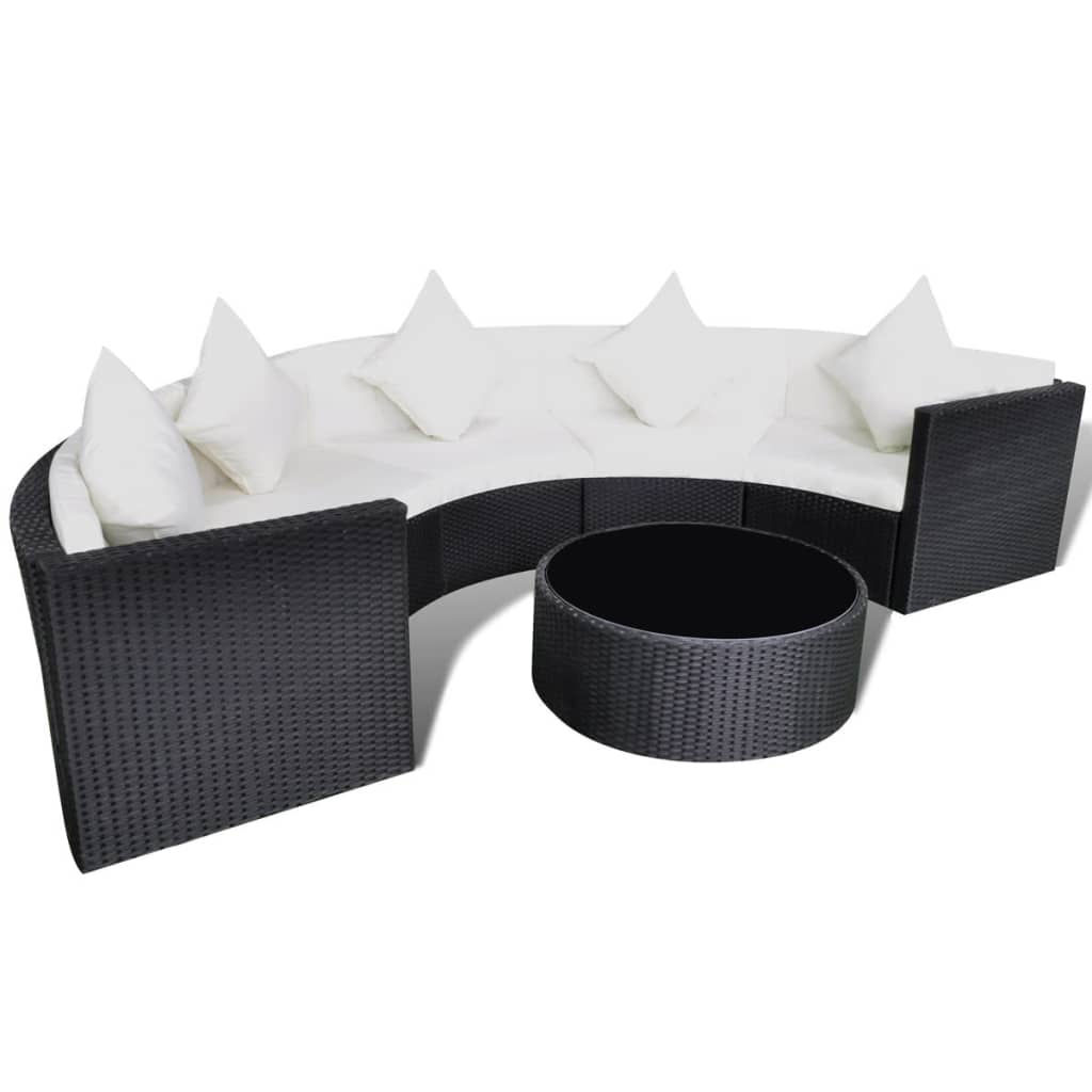 6-delige Loungeset met kussens poly rattan