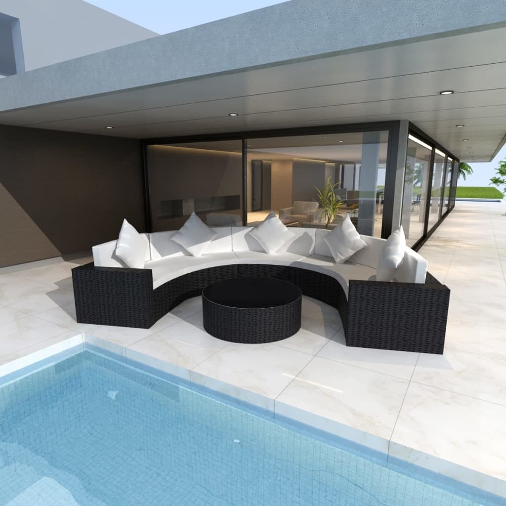 6-delige Loungeset met kussens poly rattan