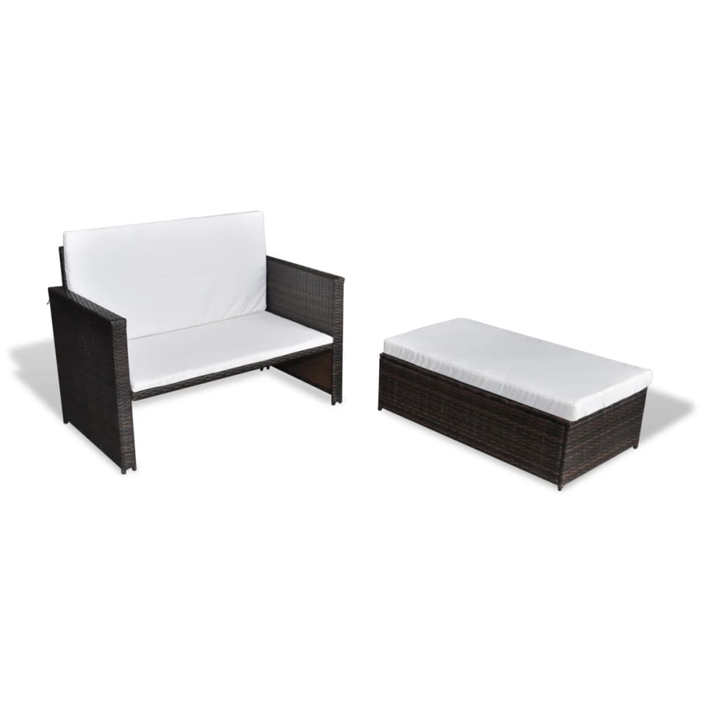 2-delige Loungeset met kussens poly rattan