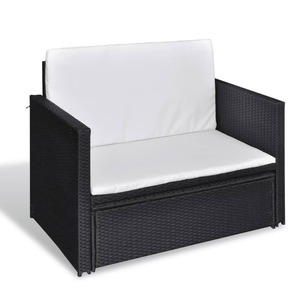 2-delige Loungeset met kussens poly rattan