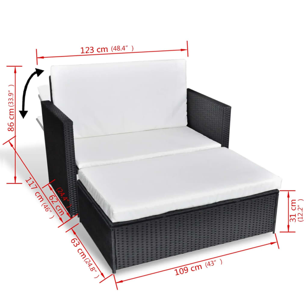 2-delige Loungeset met kussens poly rattan