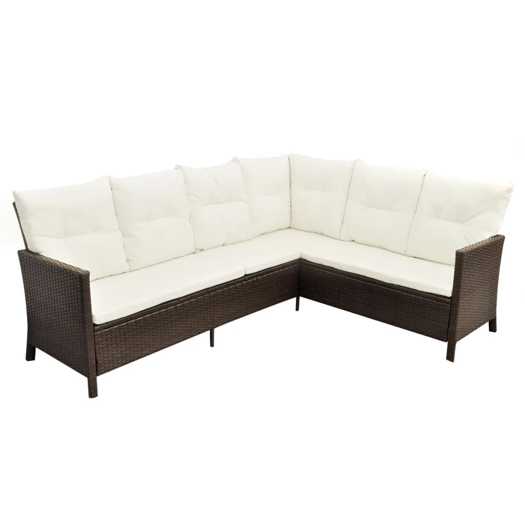 4-delige Loungeset met kussens poly rattan