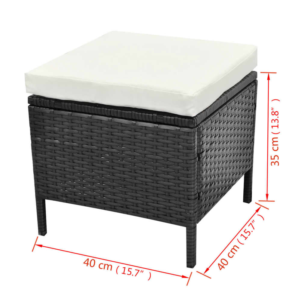 4-delige Loungeset met kussens poly rattan