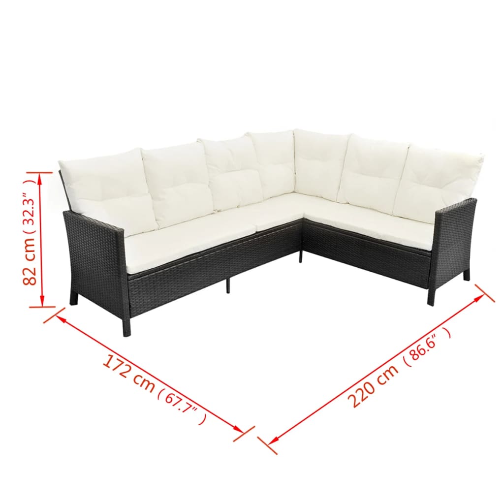 4-delige Loungeset met kussens poly rattan