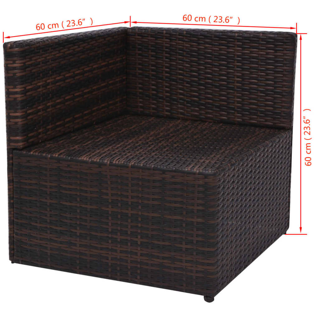 5-delige Loungeset met kussens poly rattan