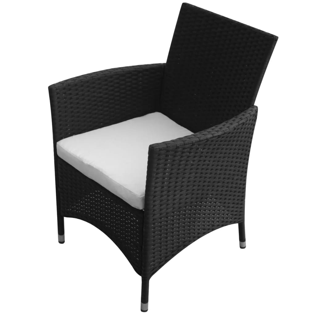 Tuinstoelen 2 st poly rattan zwart