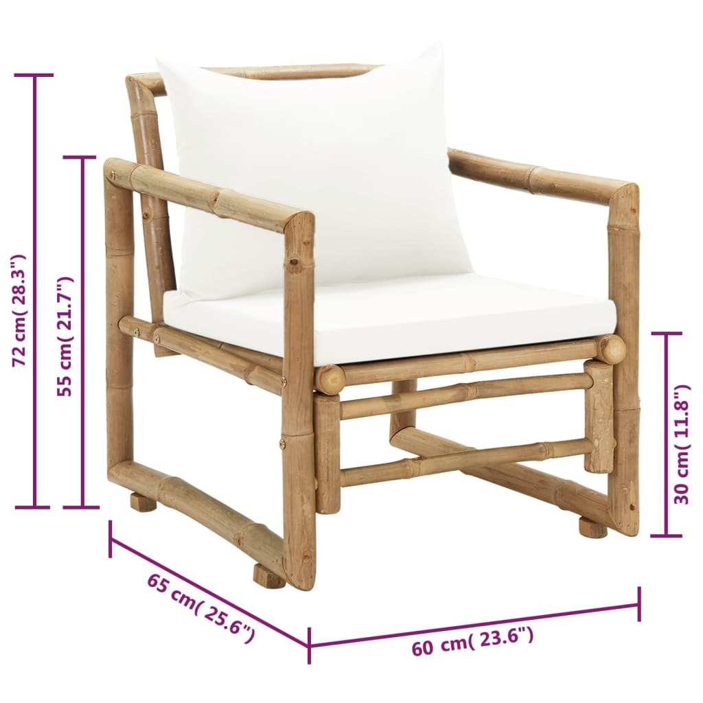 Tuinstoelen met kussens 2 st bamboe