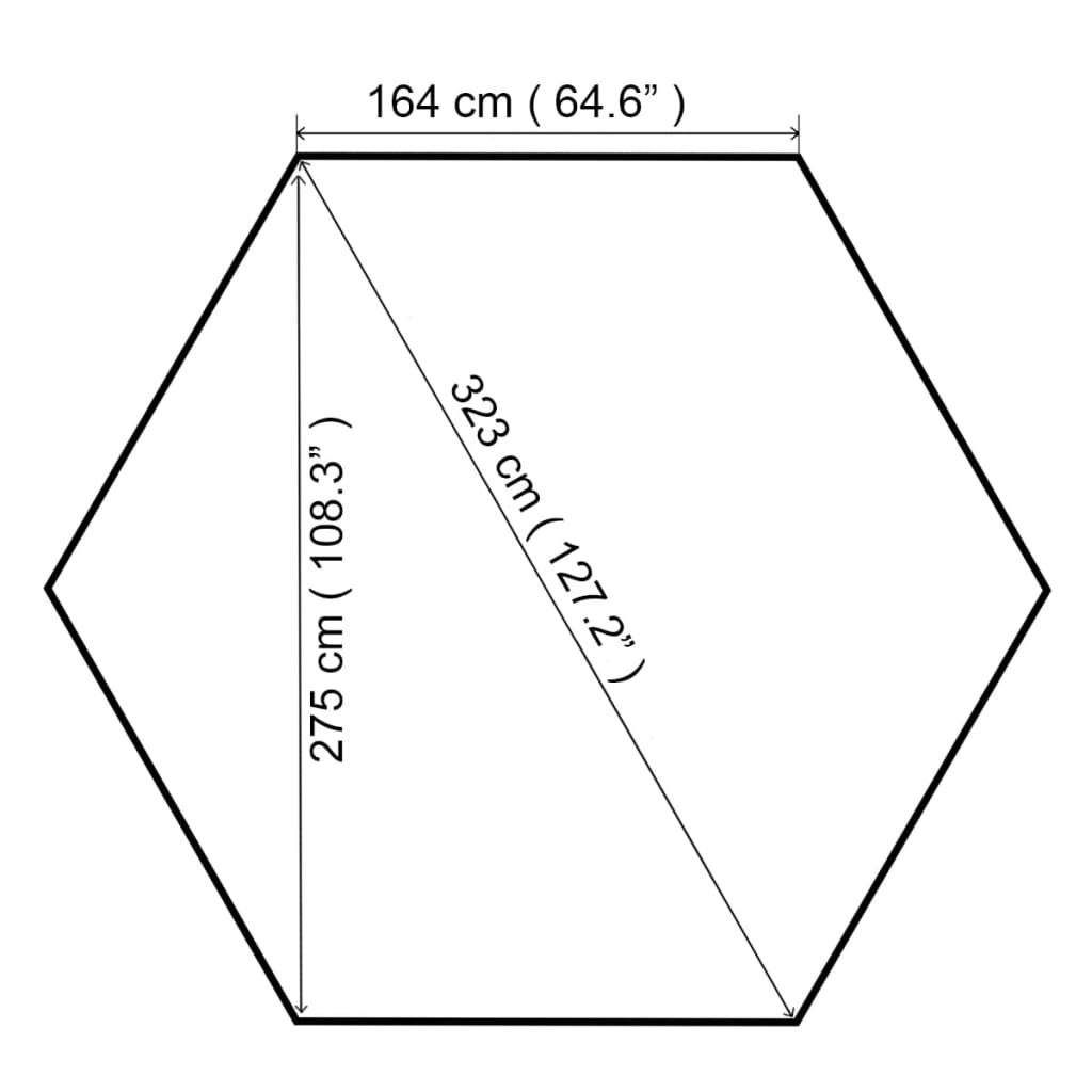 Tuinprieel 323x265 cm hexagonaal