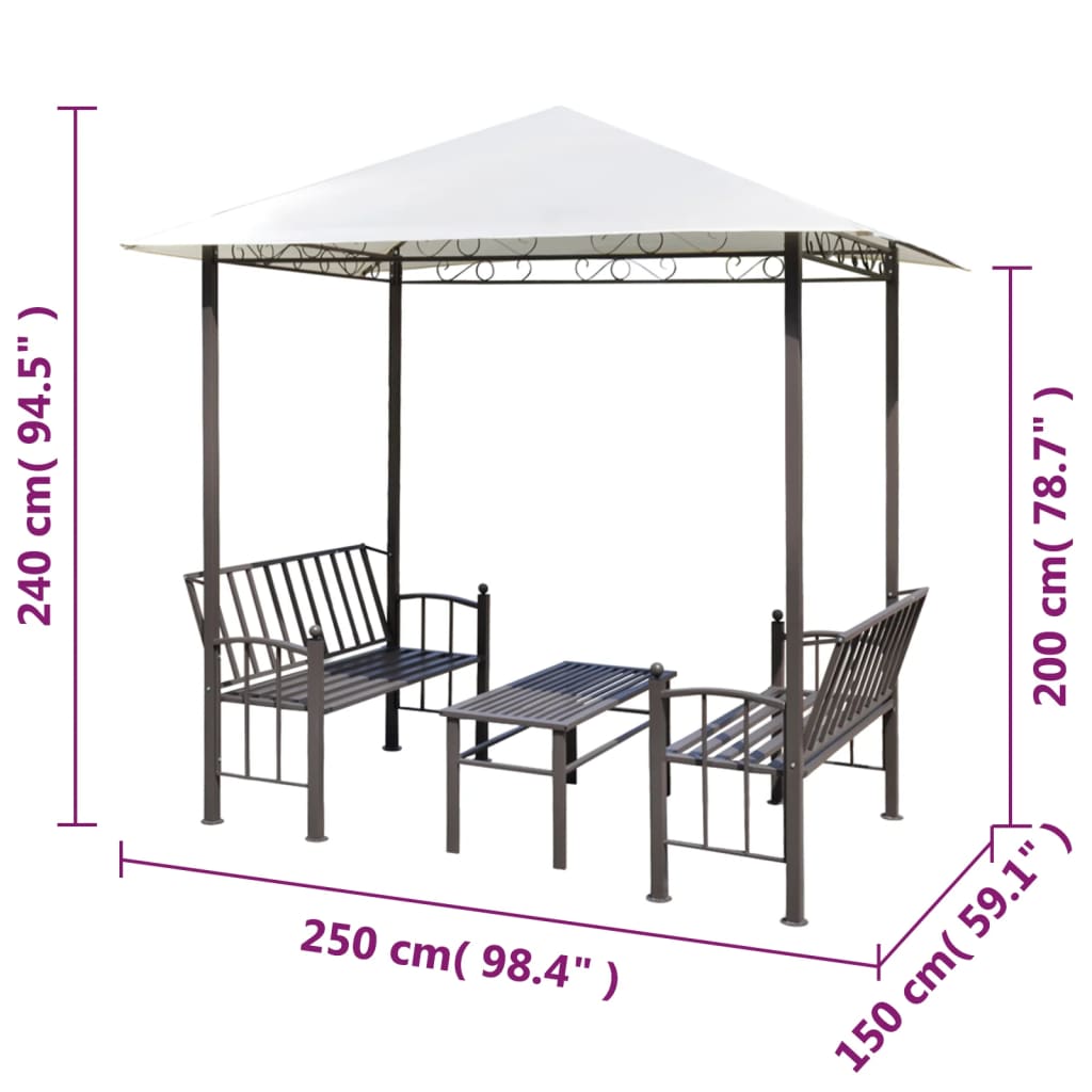 Tuinpaviljoen met tafel en bankjes 180 g/m² 2,5x1,5x2,4 m