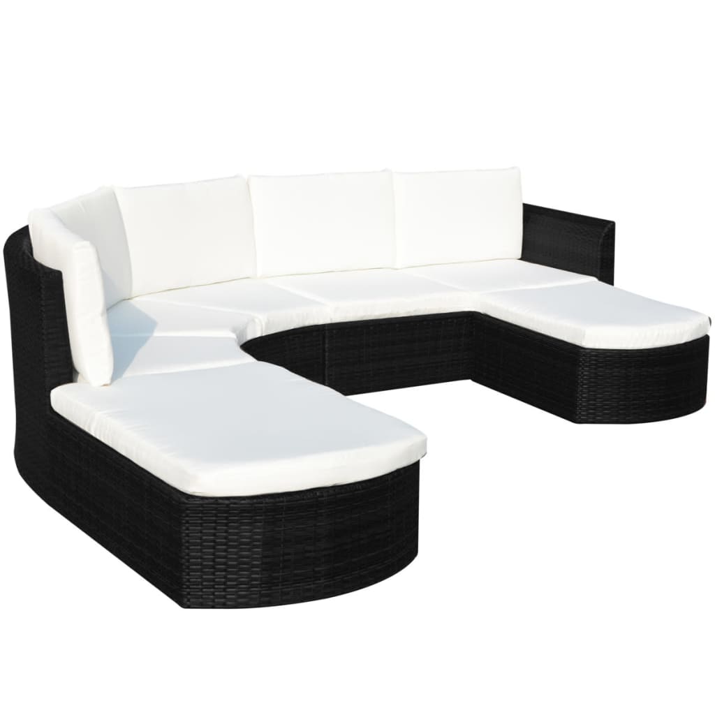 4-delige Loungeset met kussens poly rattan