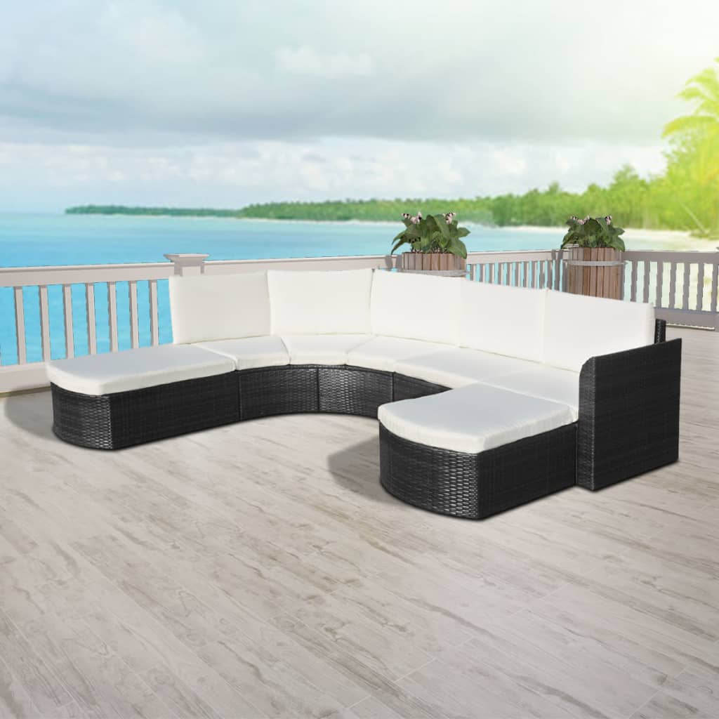 4-delige Loungeset met kussens poly rattan