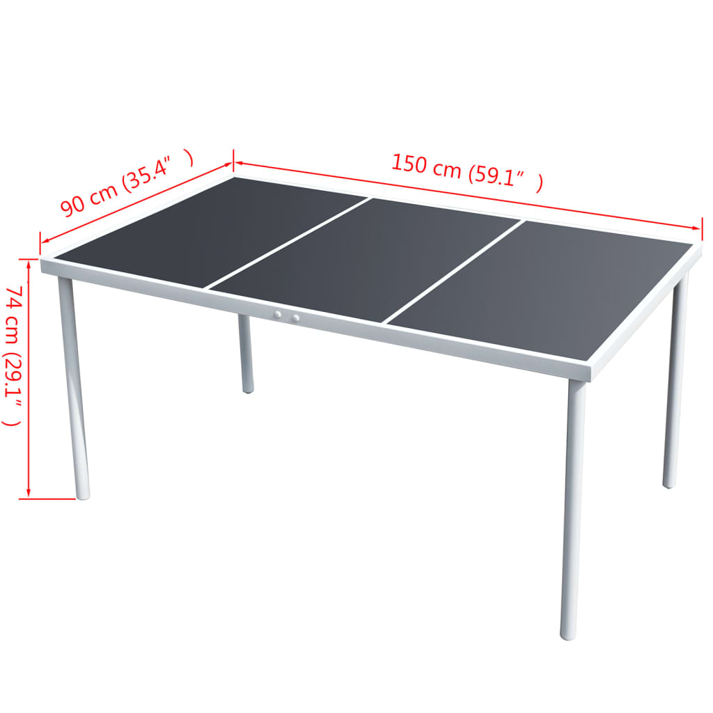 Tuintafel 190x90x74 cm staal zwart