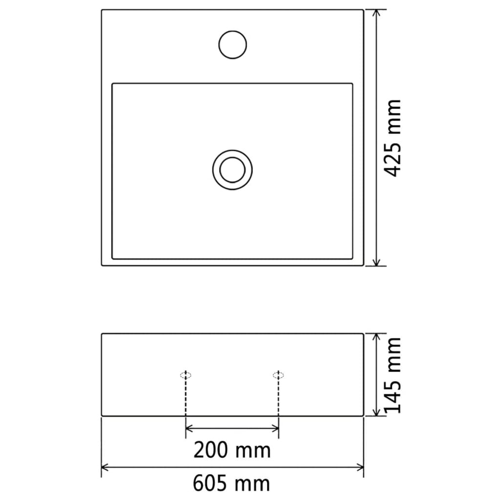 Wastafel met kraangat wit 76x42,5x14,5 cm kermiek