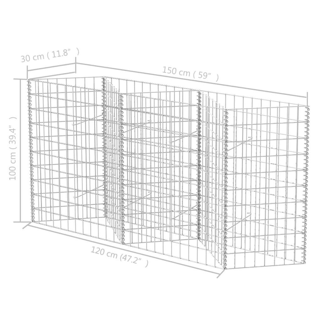 Gabion mand 300x30x50 cm gegalvaniseerd staal