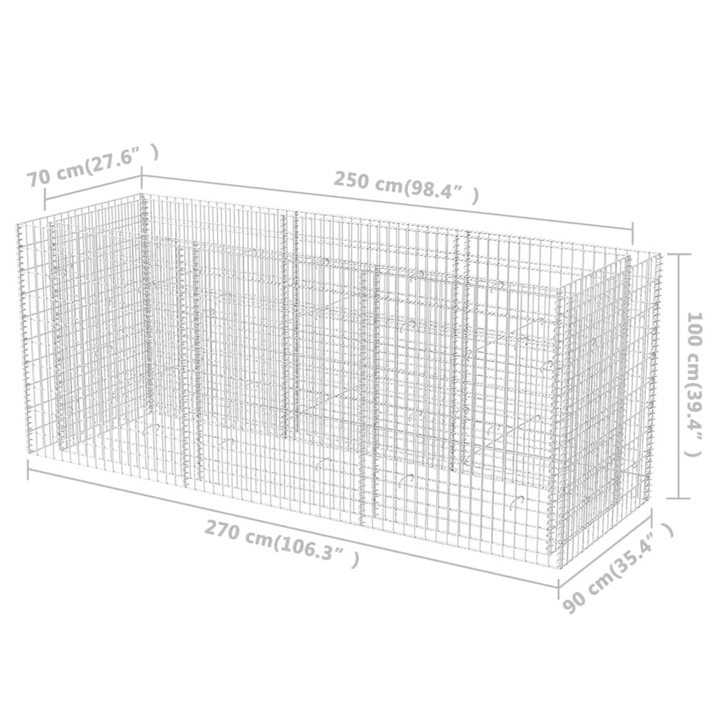 Gabion plantenbak verhoogd 360x90x50 cm staal