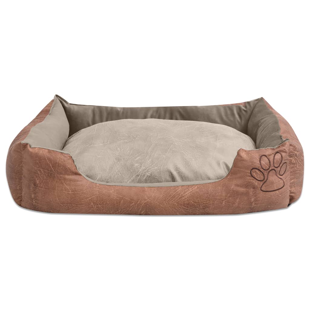 Hondenbed kussen PU-kunstleer maat L beige