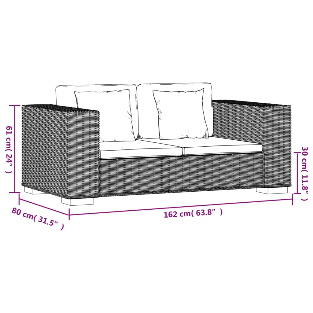 2-zits en 3-zits bankstel rattan