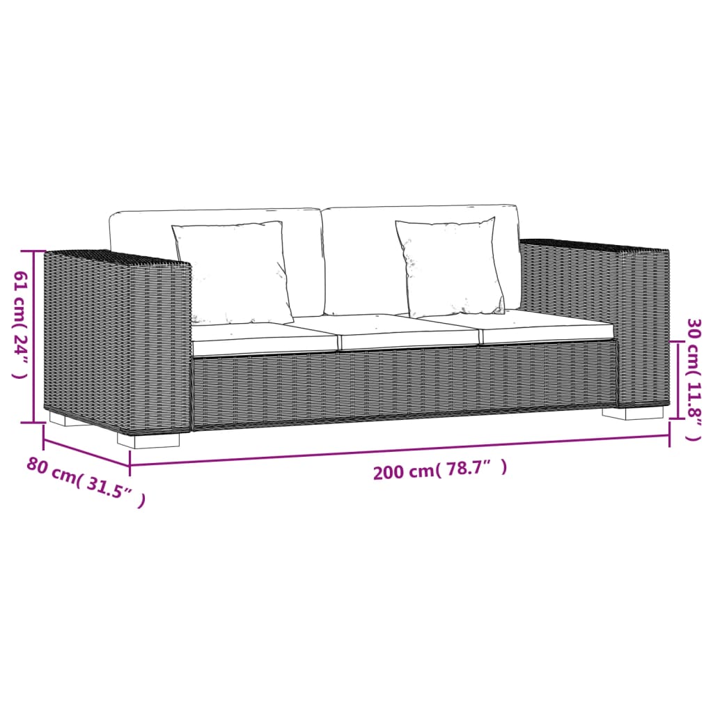 2-zits en 3-zits bankstel rattan