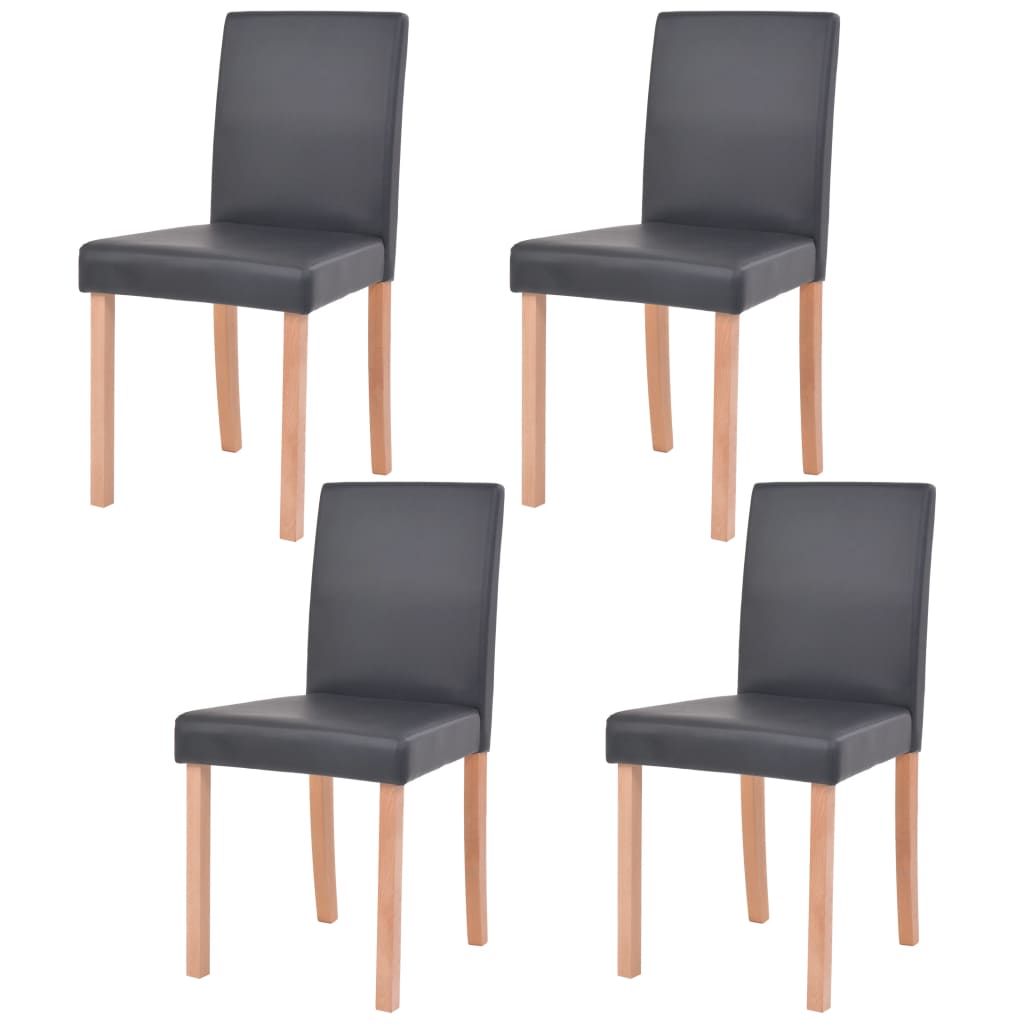 Eettafel met stoelen kunstleer en eiken zwart 5 st