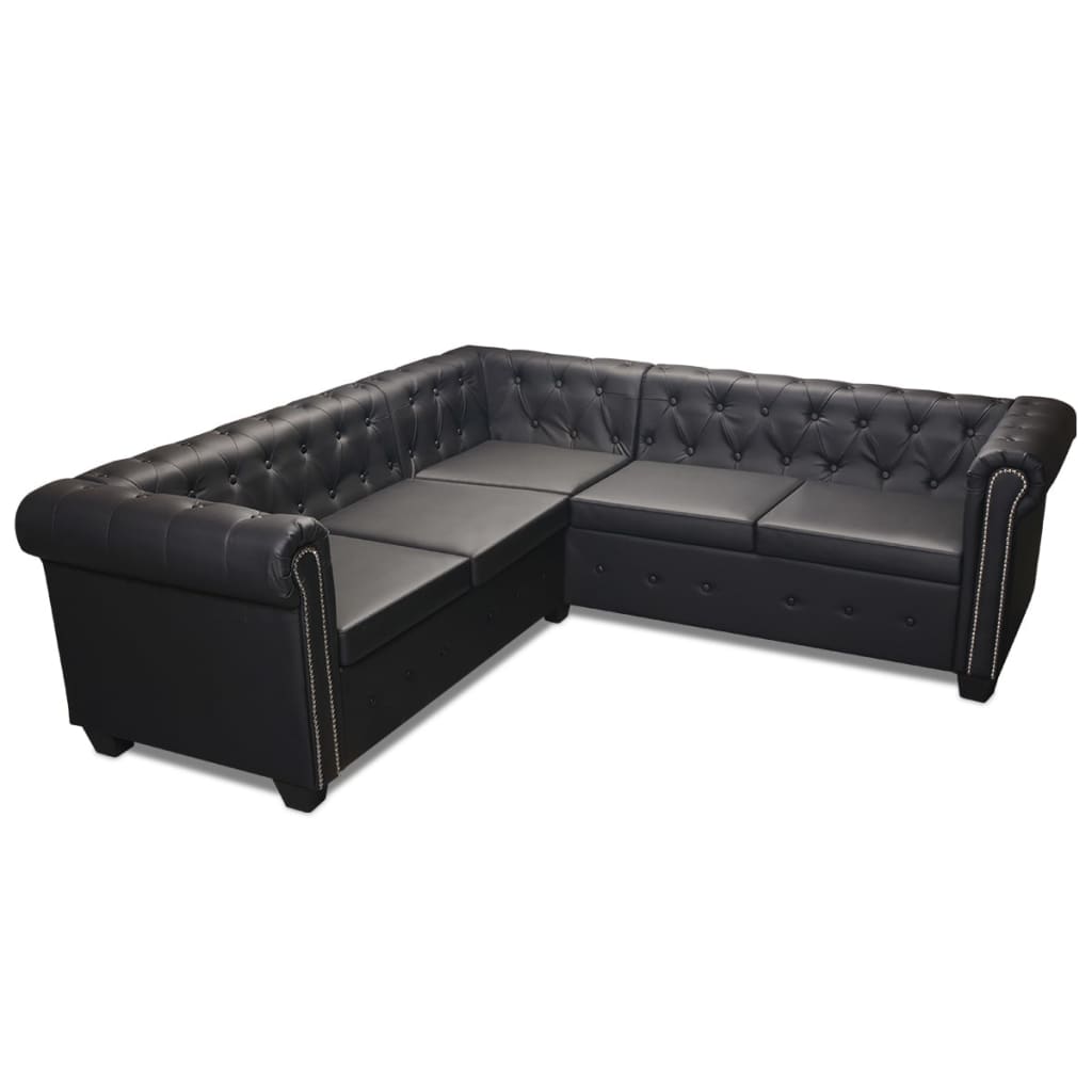 Hoekbank 5-zits Chesterfield-stijl kunstleer