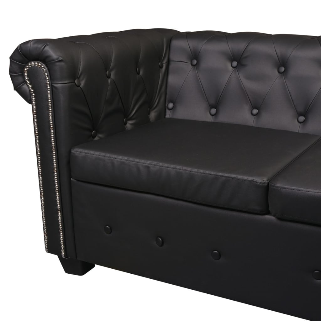 Hoekbank 5-zits Chesterfield-stijl kunstleer