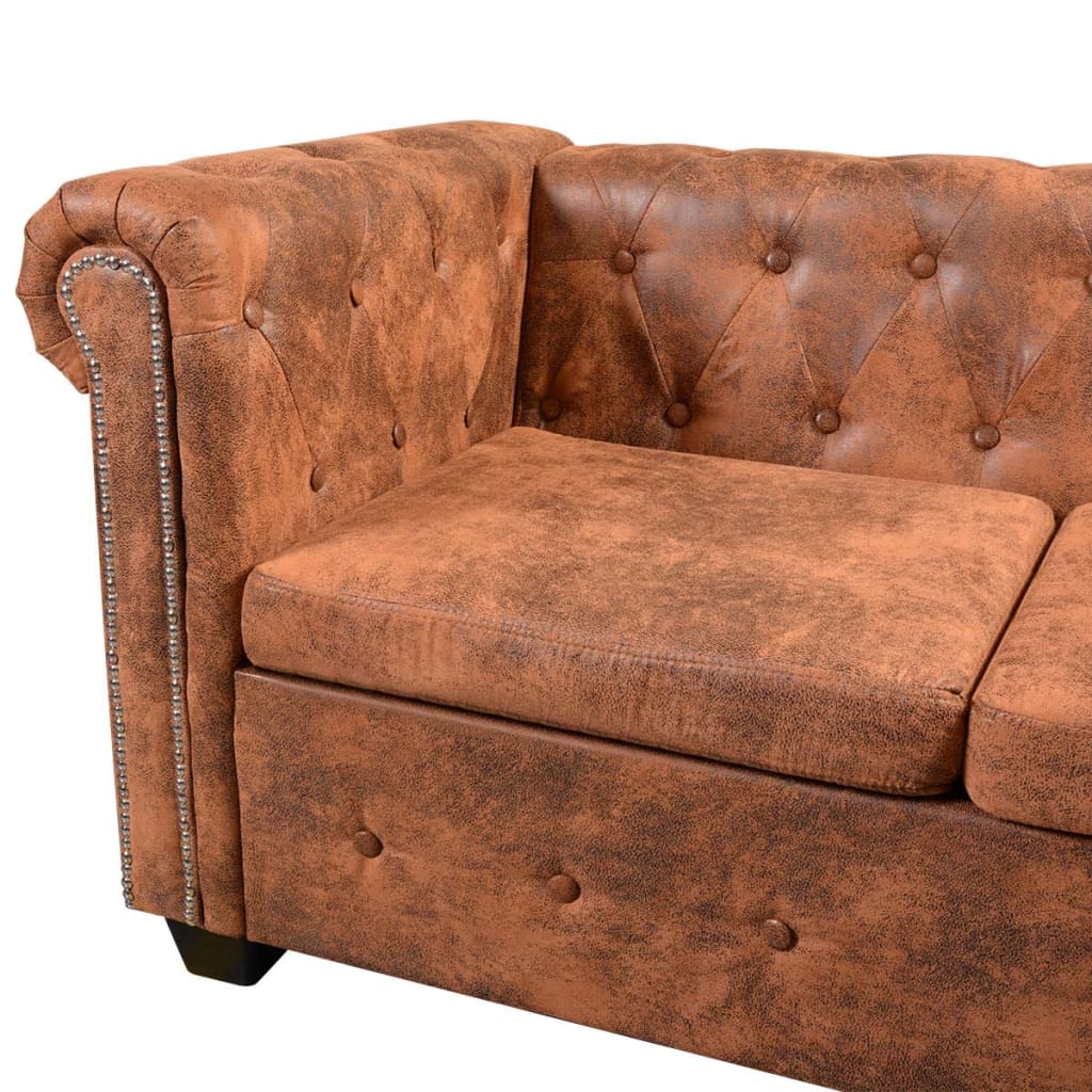 Chesterfield hoekbank 6-zits kunstleer