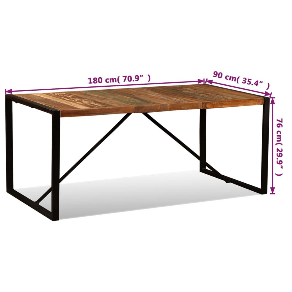 Eettafel 180 cm massief ruw mangohout