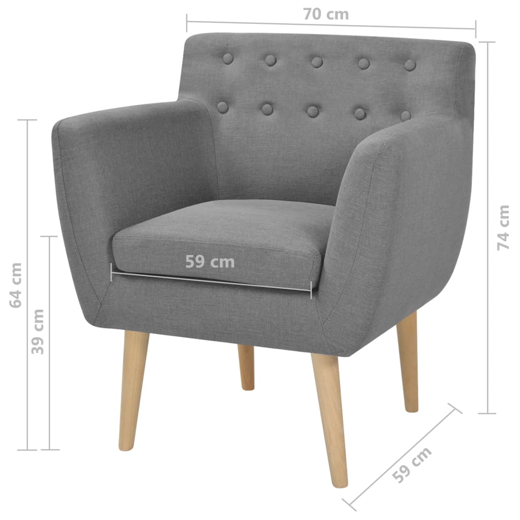 Fauteuil stof lichtgrijs