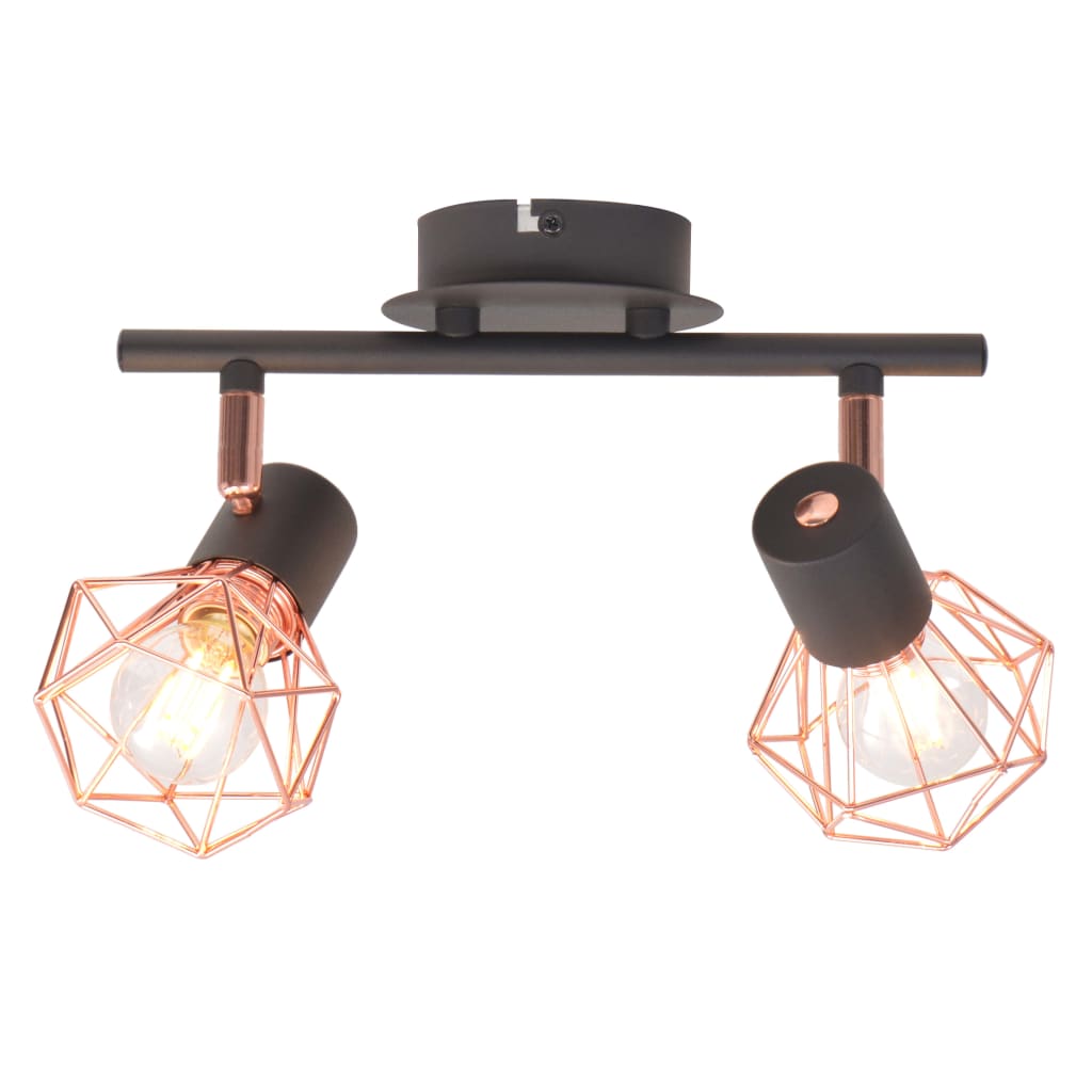 Plafondlamp met 6 spotlights E14 zwart en koper