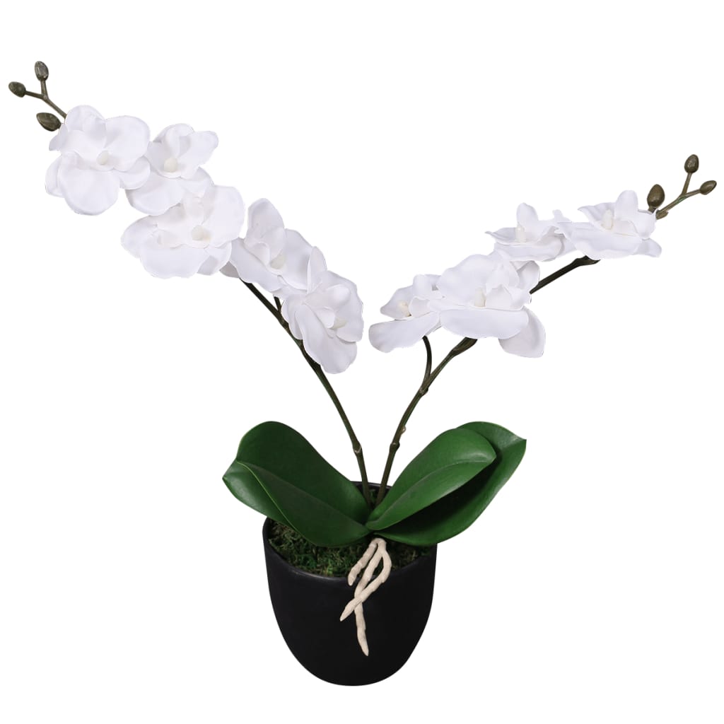 Kunstplant orchidee met pot 65 cm wit