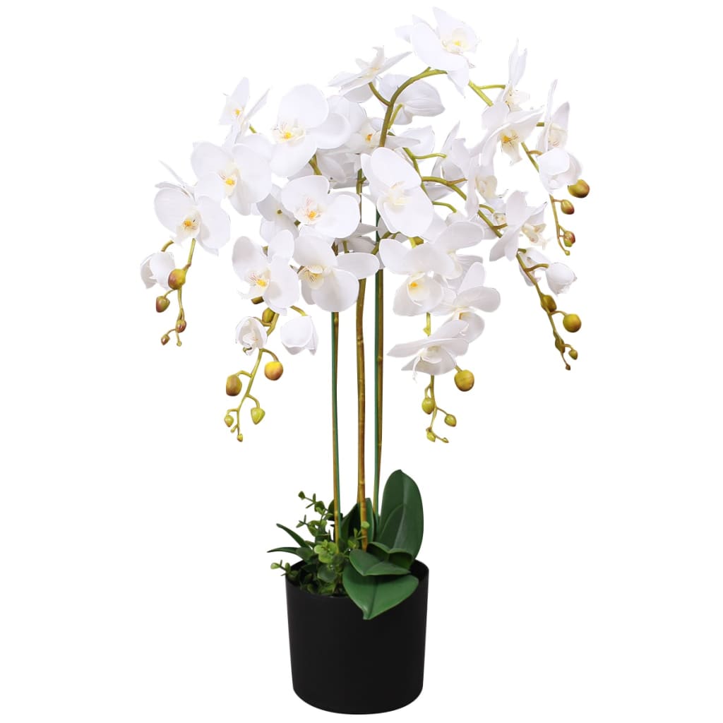 Kunstplant orchidee met pot 65 cm wit