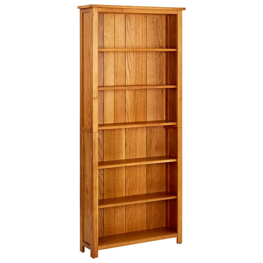 Boekenkast met 5 schappen 70x22x140 cm massief eikenhout