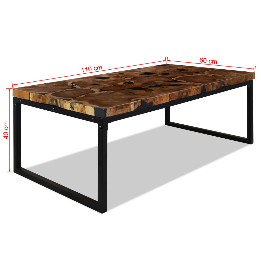 Salontafel 60x60x40 cm teakhout en hars