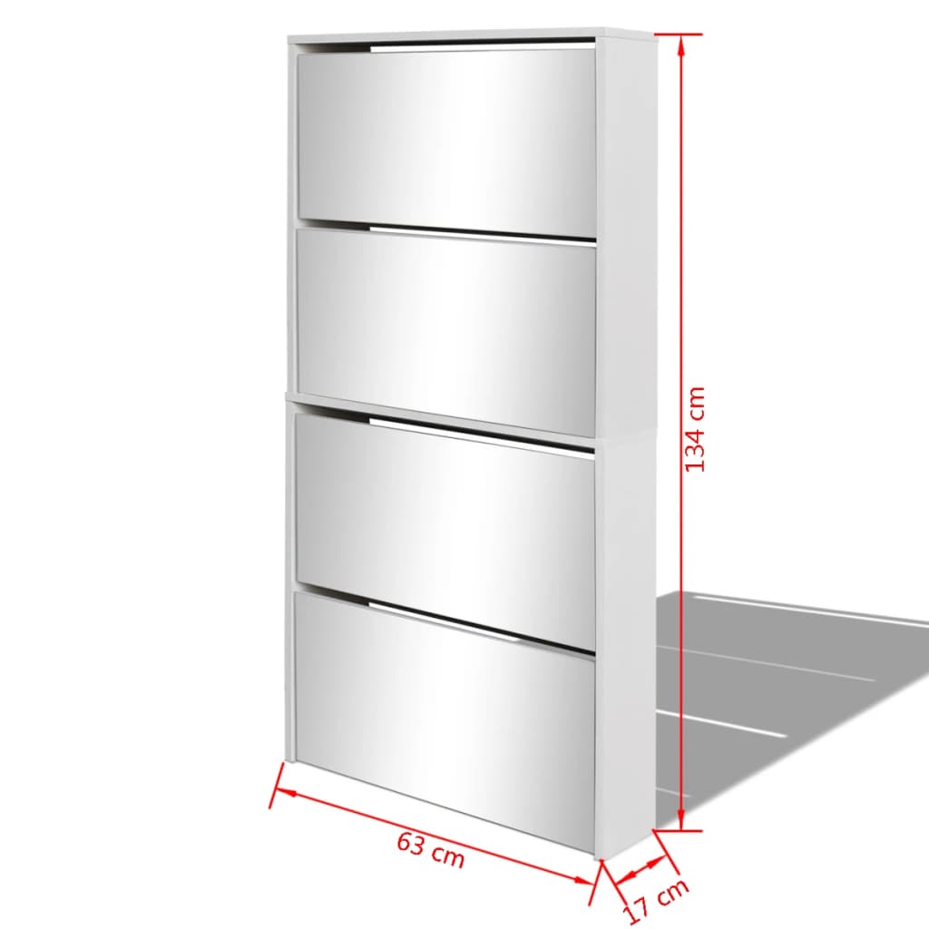 Schoenenkast met 4 spiegels 63x17x134 cm