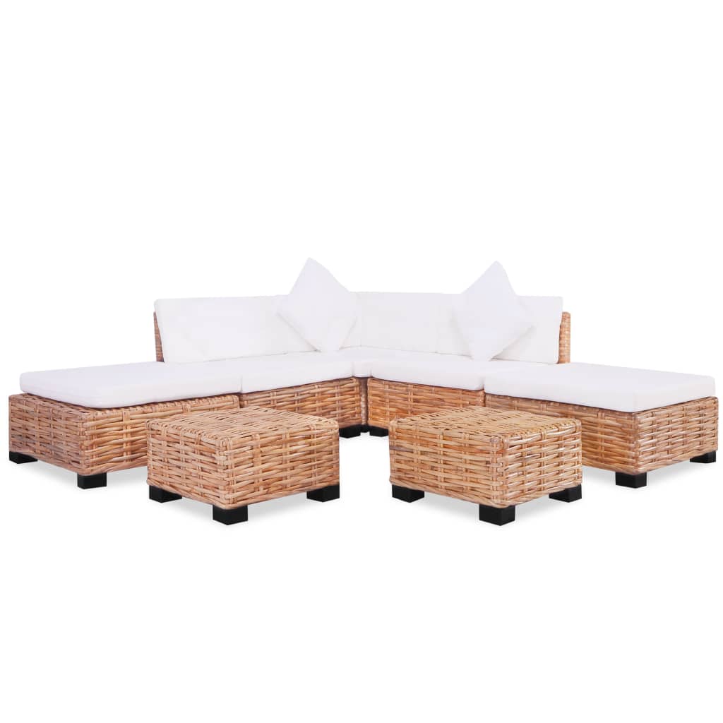 Loungeset natuurlijk rattan 16-delig