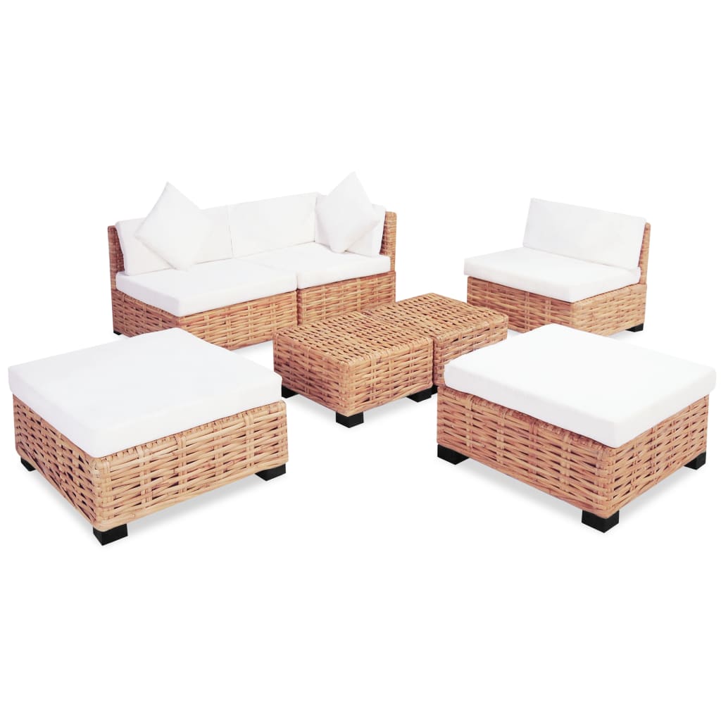 Loungeset natuurlijk rattan 16-delig