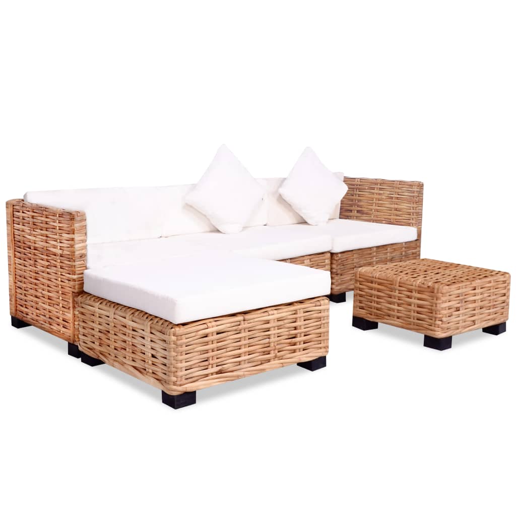 Loungeset natuurlijk rattan 16-delig