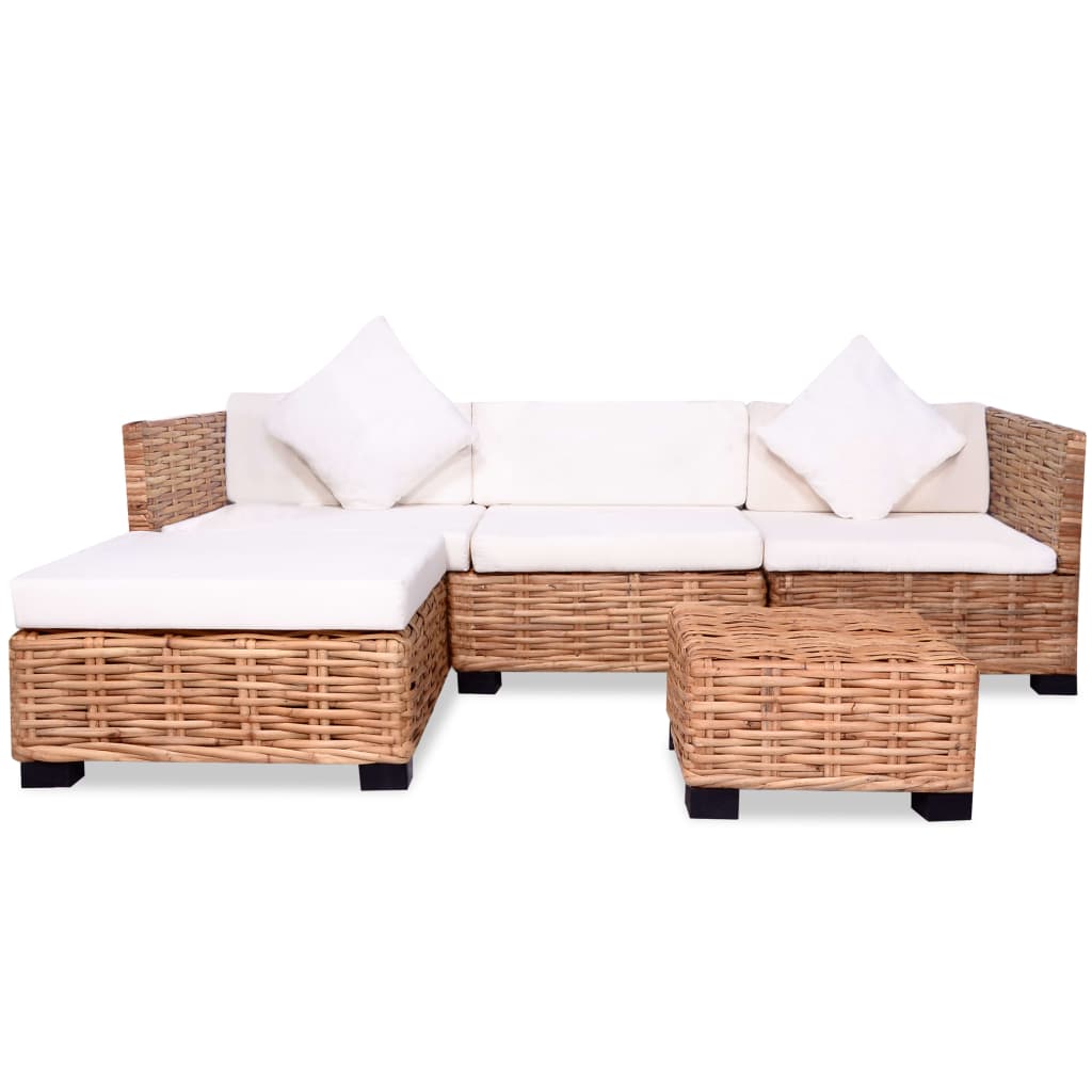 Loungeset natuurlijk rattan 16-delig