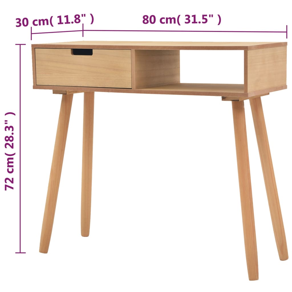 Wandtafel 80x30x72 cm massief grenenhout