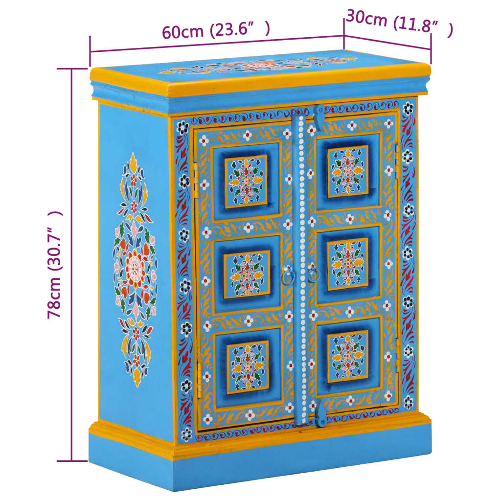 Wandkast handgeschilderd massief mangohout turquoise