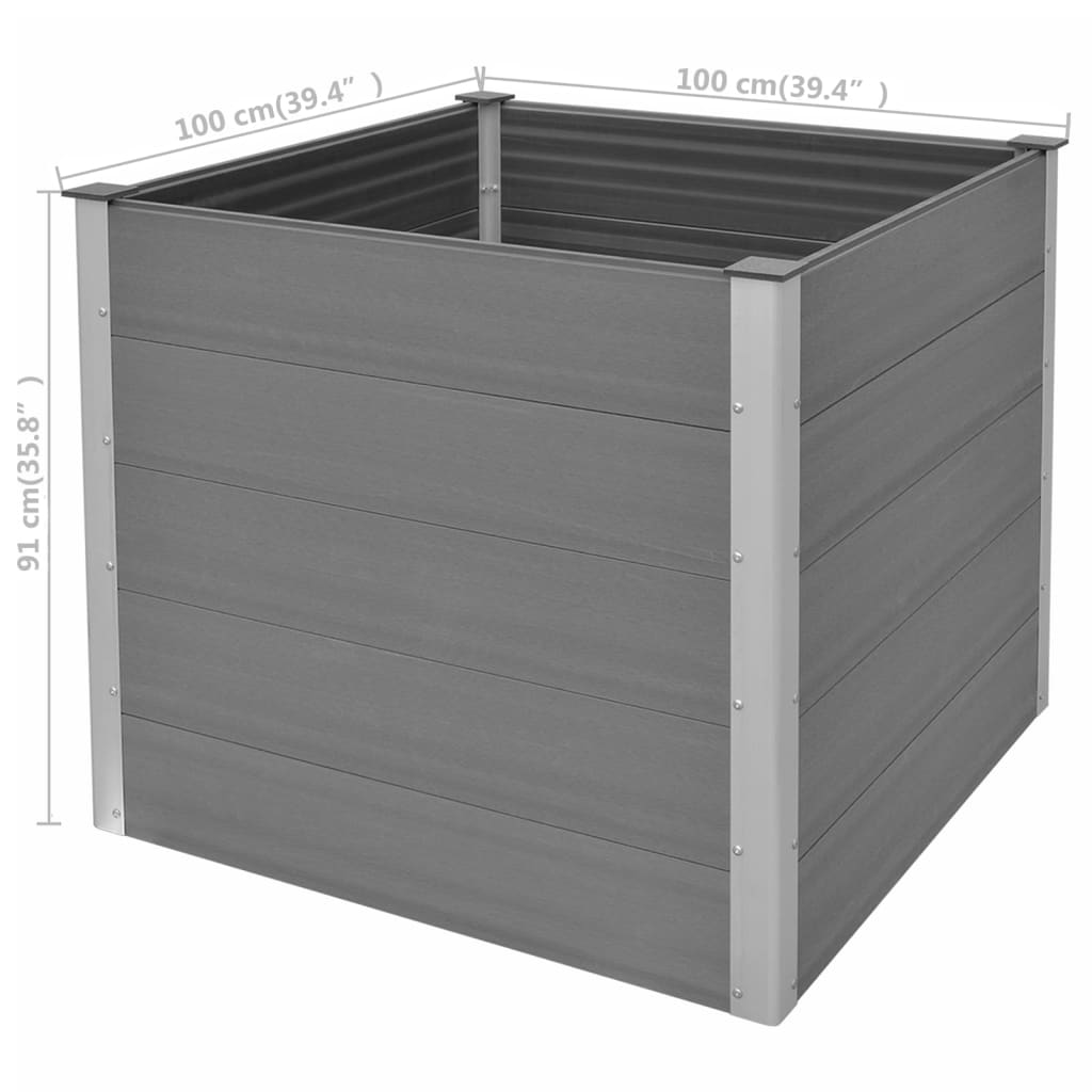 Plantenbak verhoogd 200x100x91 cm HKC grijs