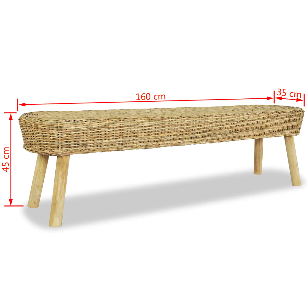 Halbankje 110x35x45 cm natuurlijk rattan