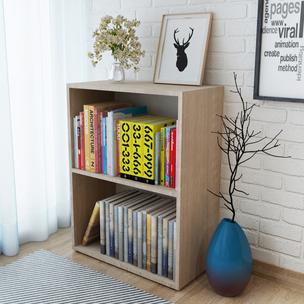 Boekenkast 60x31x78 cm bewerkt hout grijs eikenkleurig