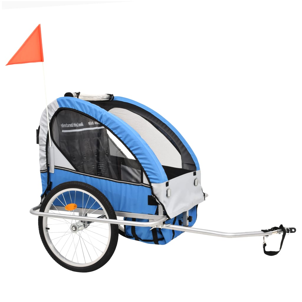 Fietstrailer kinderwagen 2-in-1 blauw