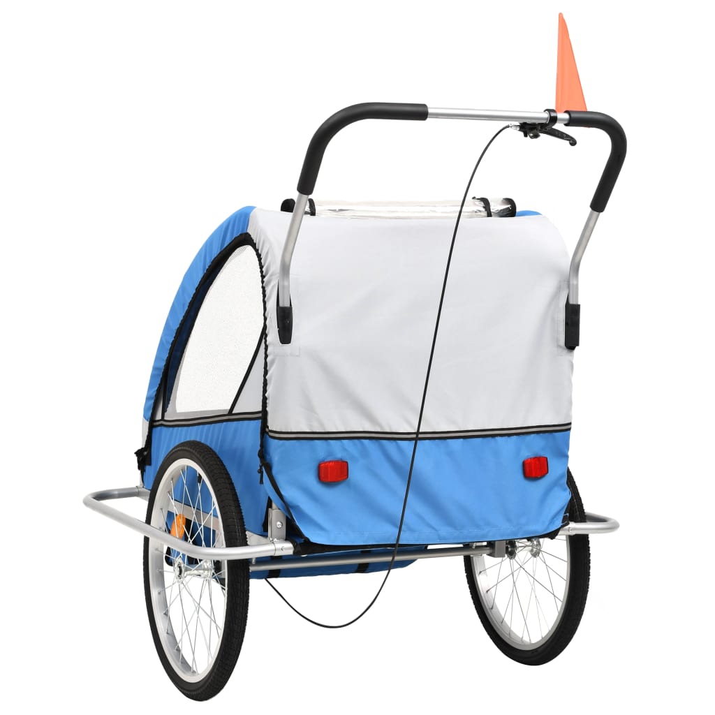 Fietstrailer kinderwagen 2-in-1 blauw