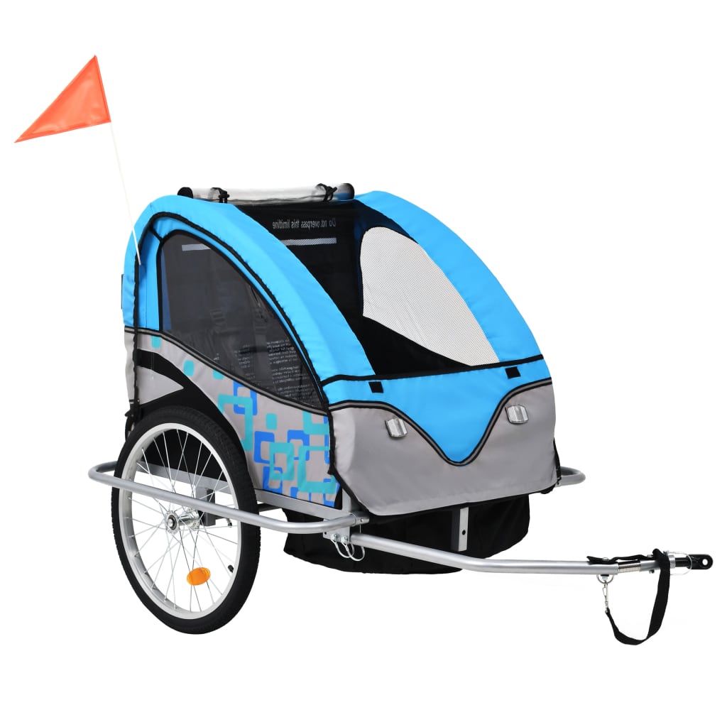 Fietstrailer kinderwagen 2-in-1 blauw