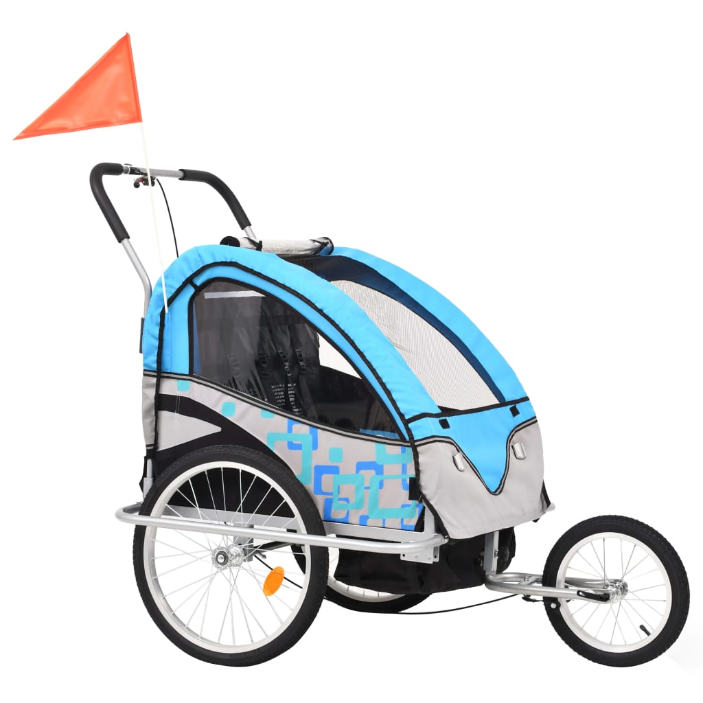 Fietstrailer kinderwagen 2-in-1 blauw