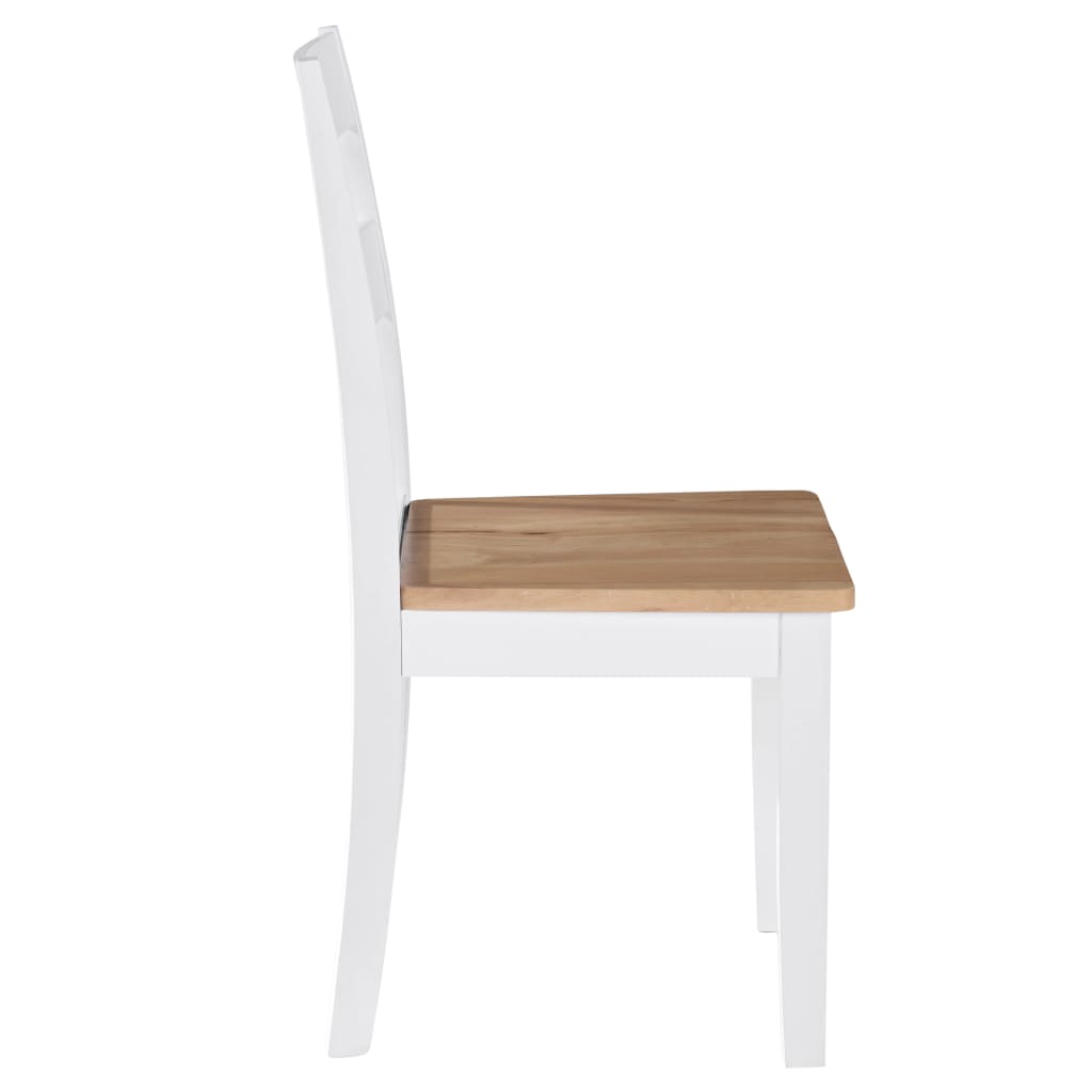 Eetkamerstoelen 2 st massief rubberwood wit