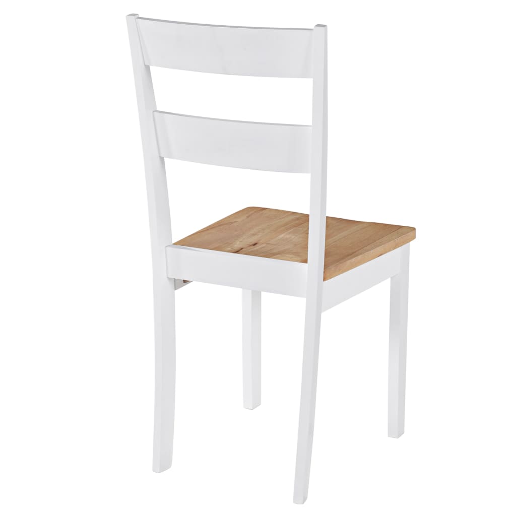 Eetkamerstoelen 2 st massief rubberwood wit